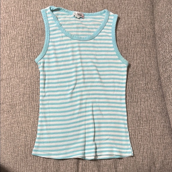 Mlle Aqua Striped Tank Top - Picture 1 of 3